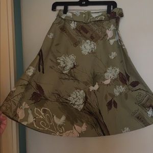 Anthropologie Odille A line belted cotton skirt